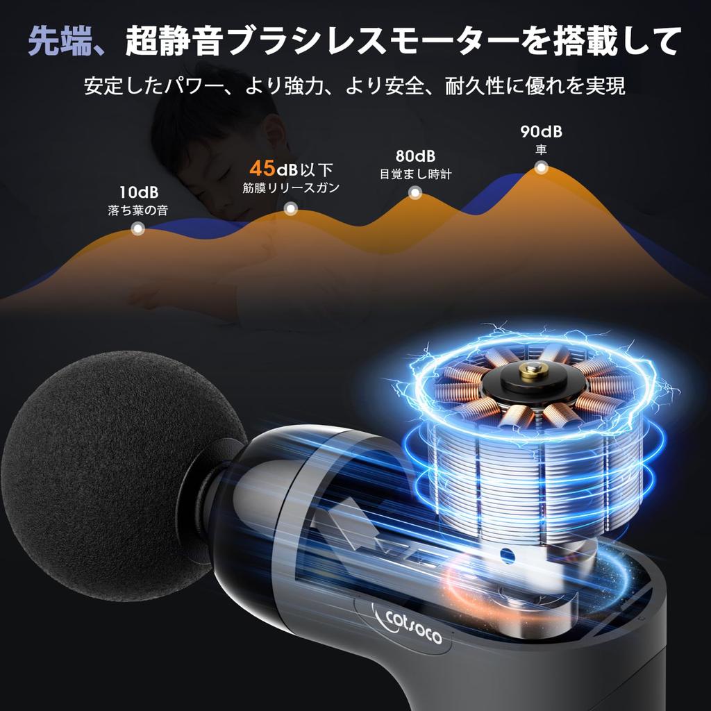 cotsoco Myofascial Release 8mm 4 Powerful Vibration 6 Quiet Fast Includes Storage Bag Japanese Instruction Perfect Warranty Gun, Amplitude, Levels,