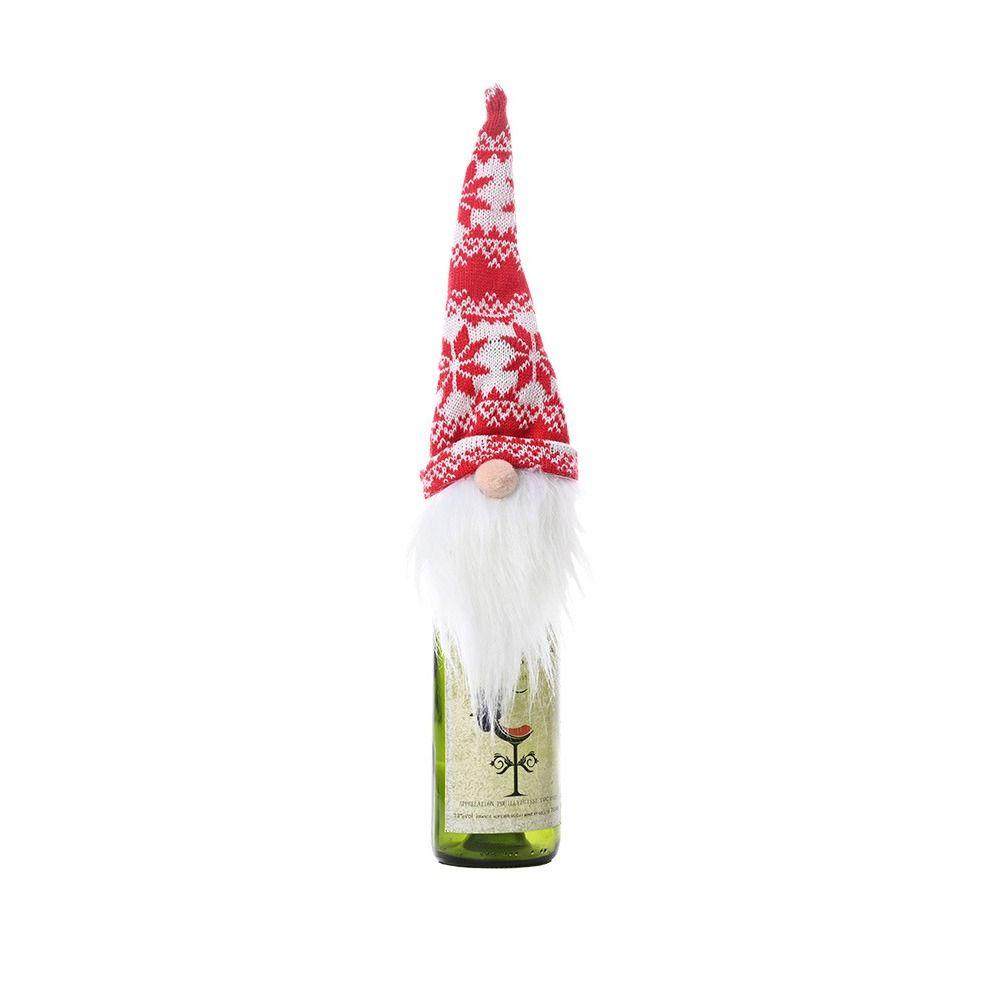 2pcs Cartoon Faceless Doll Champagne Bottle Cover Knitted Beer Wine Decor Party Favors
