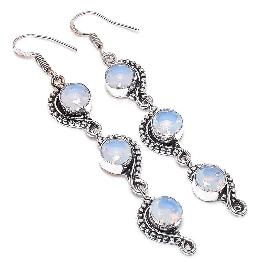 

Natural Milky Opal Gemstone 925 Sterling Silver Jewelry Earring 3.27 V7T90