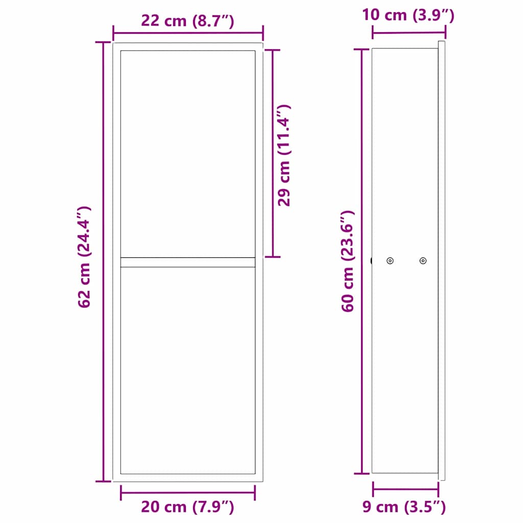 Shower Niche Shelf White 60 x 20 x 9.5 cm Stainless Steel