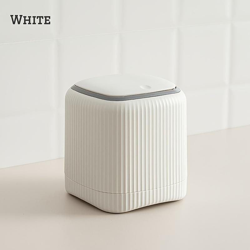 Luxury Mini Desktop Wastebasket with Press Type Recycle Bin Plastics Prevention Odor Trash Can Office Desktop Kitchen Trash Can