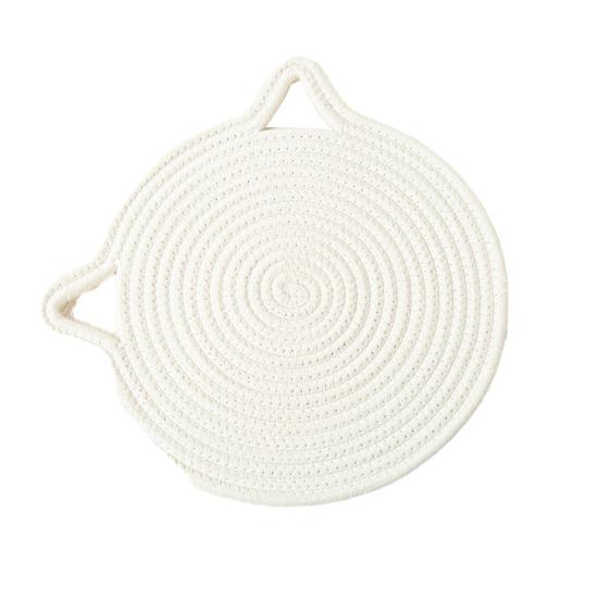 Cat Ear Cotton Coaster Placemat Handwoven Heat-Resistant Table Mat Non-Slip Absorbent Cute Kitchen Decor for Dining Home Use