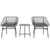 3 Pieces Rattan Bistro Set, Wicker Small Garden Table and Chairs Set with Cushions and Glass Top Coffee Table