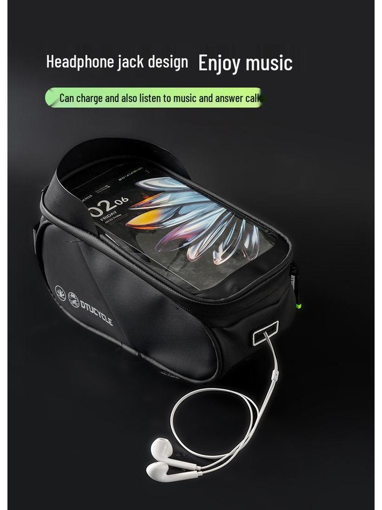 DTUCYCLE Waterproof Top Tube Bicycle Bag with Touch Screen Phone Holder