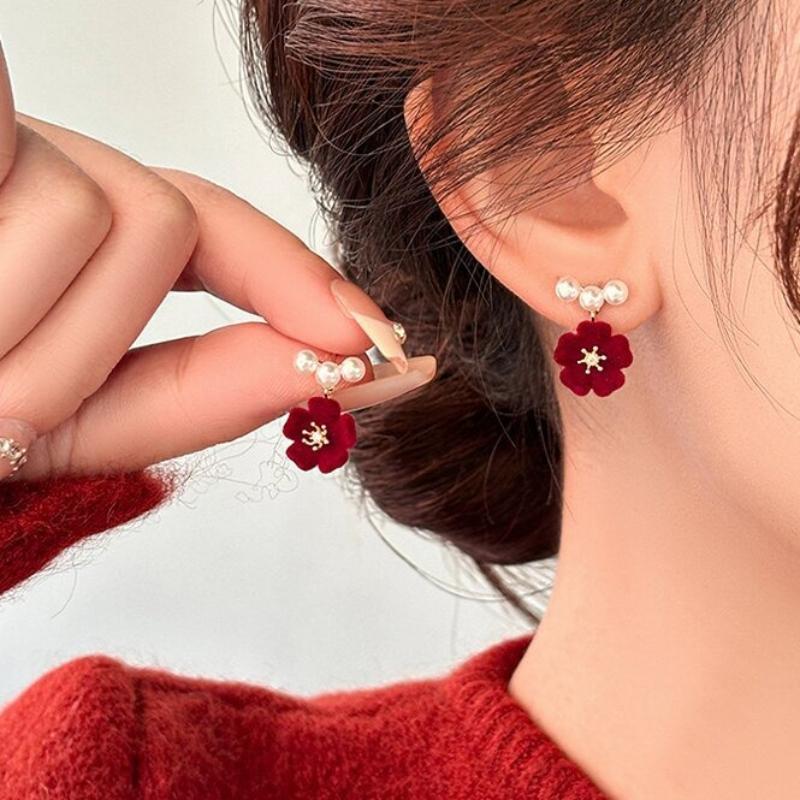 Fashionable and Elegant Temperament Butterfly Bow Imitation Pearl Earrings, Women s Daily Wear, Holiday Zircon Gifts