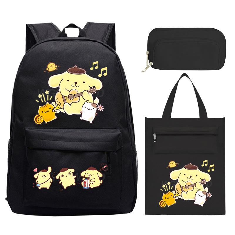 Pudding Dog Cartoon Children'S Schoolbag Three-Piece Set For Primary And Secondary School Students Versatile Backpack Tutoring Bag Pencil Case