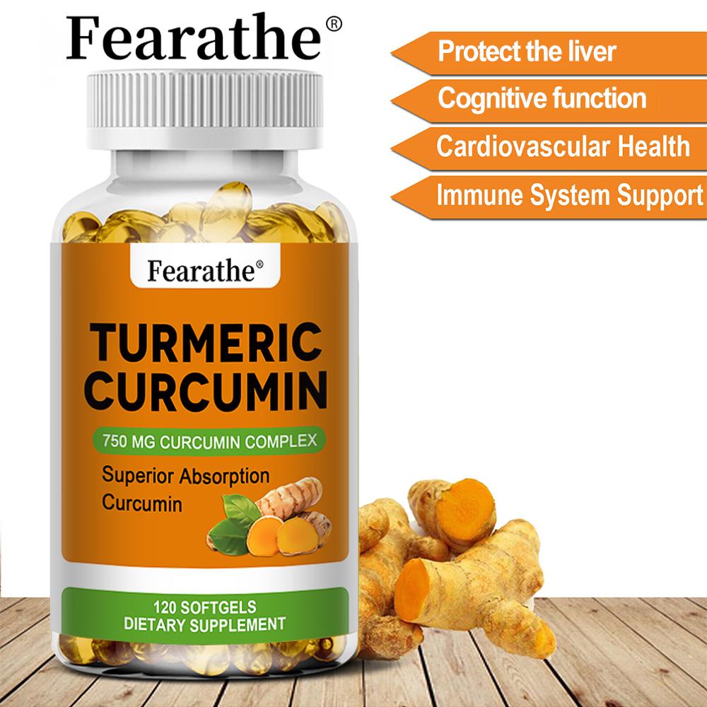 Capsule di curcumina ad alta purezza + estratto di pepe nero 750mg, 120 Capsule