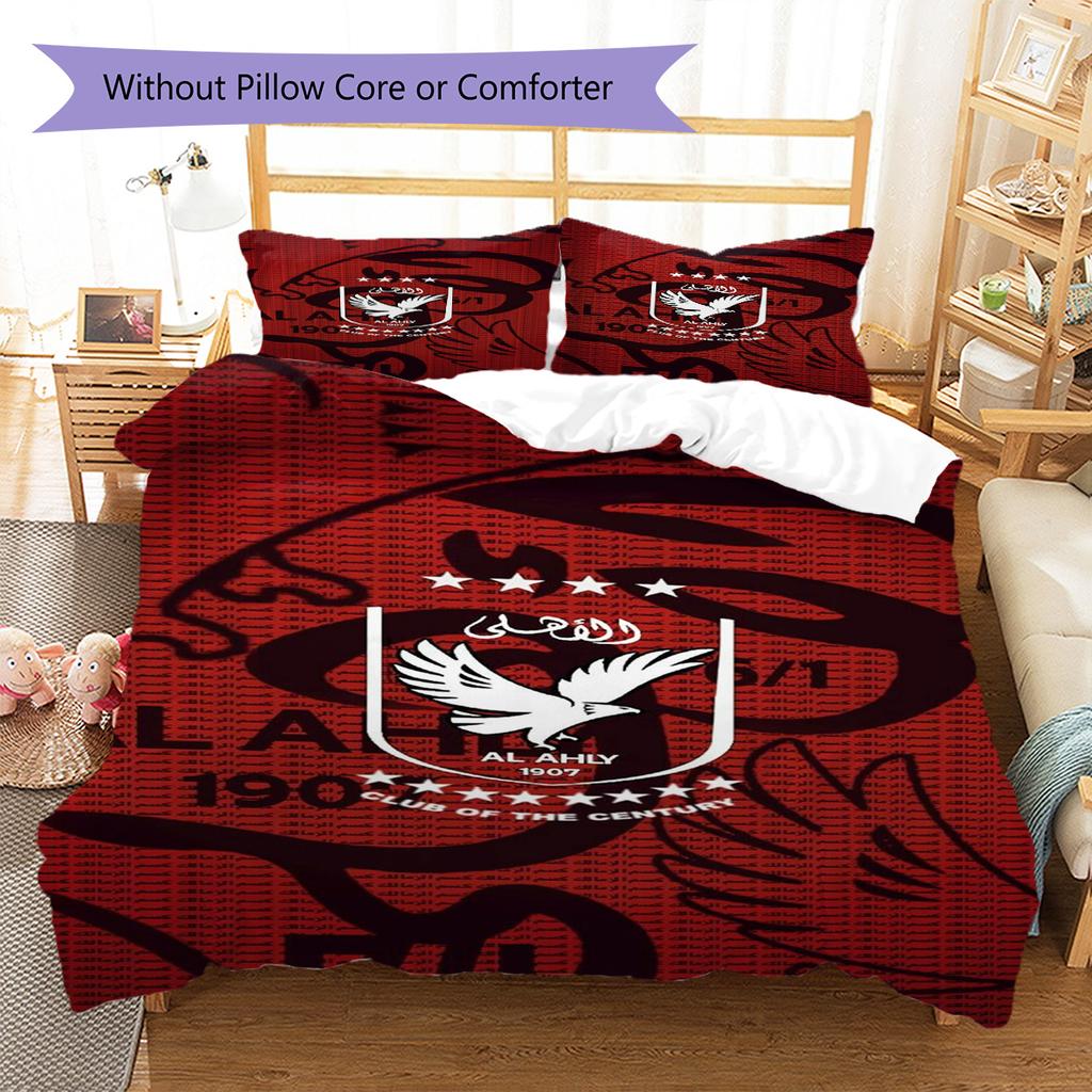 Al Ahly Pattern Bedding Set Quilt Cover Pillowcase Home Decor Gift (1 * Duvet Cover + 2 * Pillowcase, Without Core)