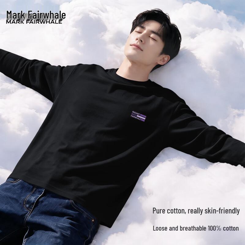 Mark Fairwhale Men's Pure Cotton Long-Sleeve Crewneck Tee