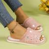 Casual Open Toe Plush Shoes, Plush Cotton Slippers Butterfly Decoration Comfortable Indoor Home Slippers