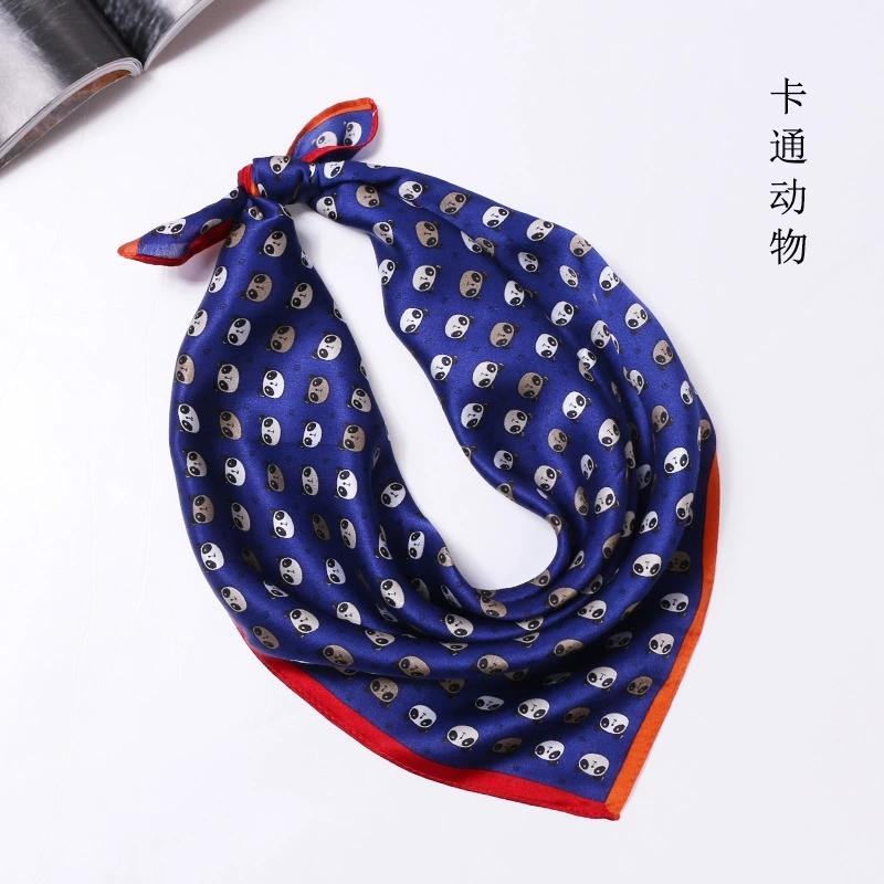 53cm 100% Silk Men's Luxury Printed Decorated Small Square Scarf Foulard Hijabs For Men