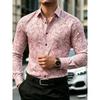 Men's Long Sleeved Cashew Flower Printed Shirt Slim Fit Lapel Shirt Retro Paisley Pattern Business Casual Top