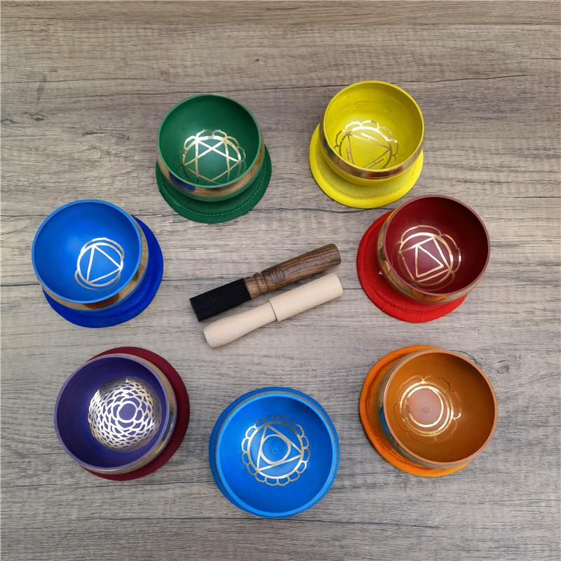 Seven-Color Handmade Singing Bowl for Meditation and Yoga – Nepalese Bronze Chime Bowl