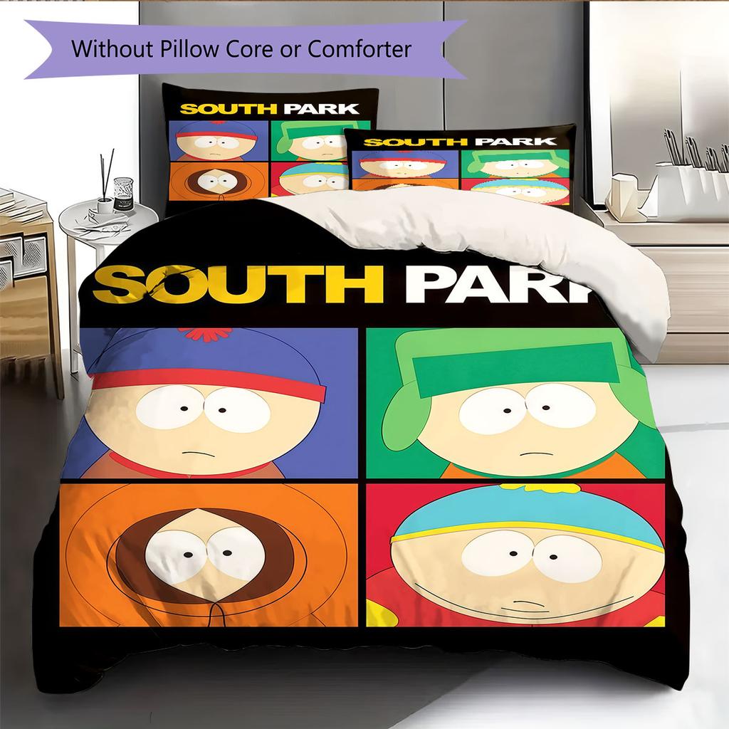 South Park Poster Pattern Bedding Home Decoration Birthday Gift ( 1 duvet cover + 2 pillowcase, without core),fan merchandise.