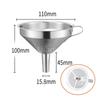 304 Stainless Steel Funnel Metal Wide Mouth Funnel With Strainer Mesh For Cooking Oil Liquid Spice Filter Home Kitchen Gadgets