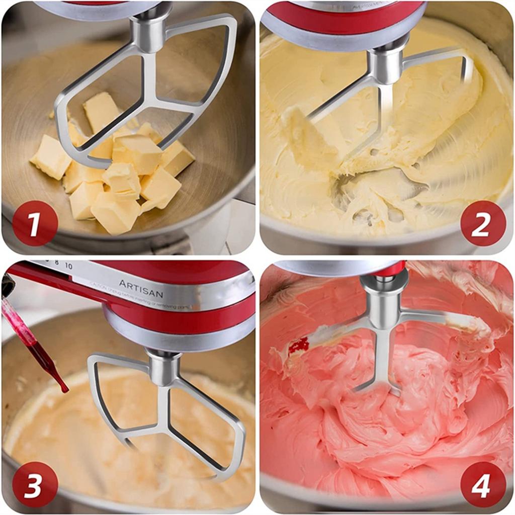 Pro KitchenAid 5QT-6QT mísu s naklápěcí hlavou, nástavec pro stojanové mixéry, plochý šlehač z nerezové oceli + spirálový hák na těsto
