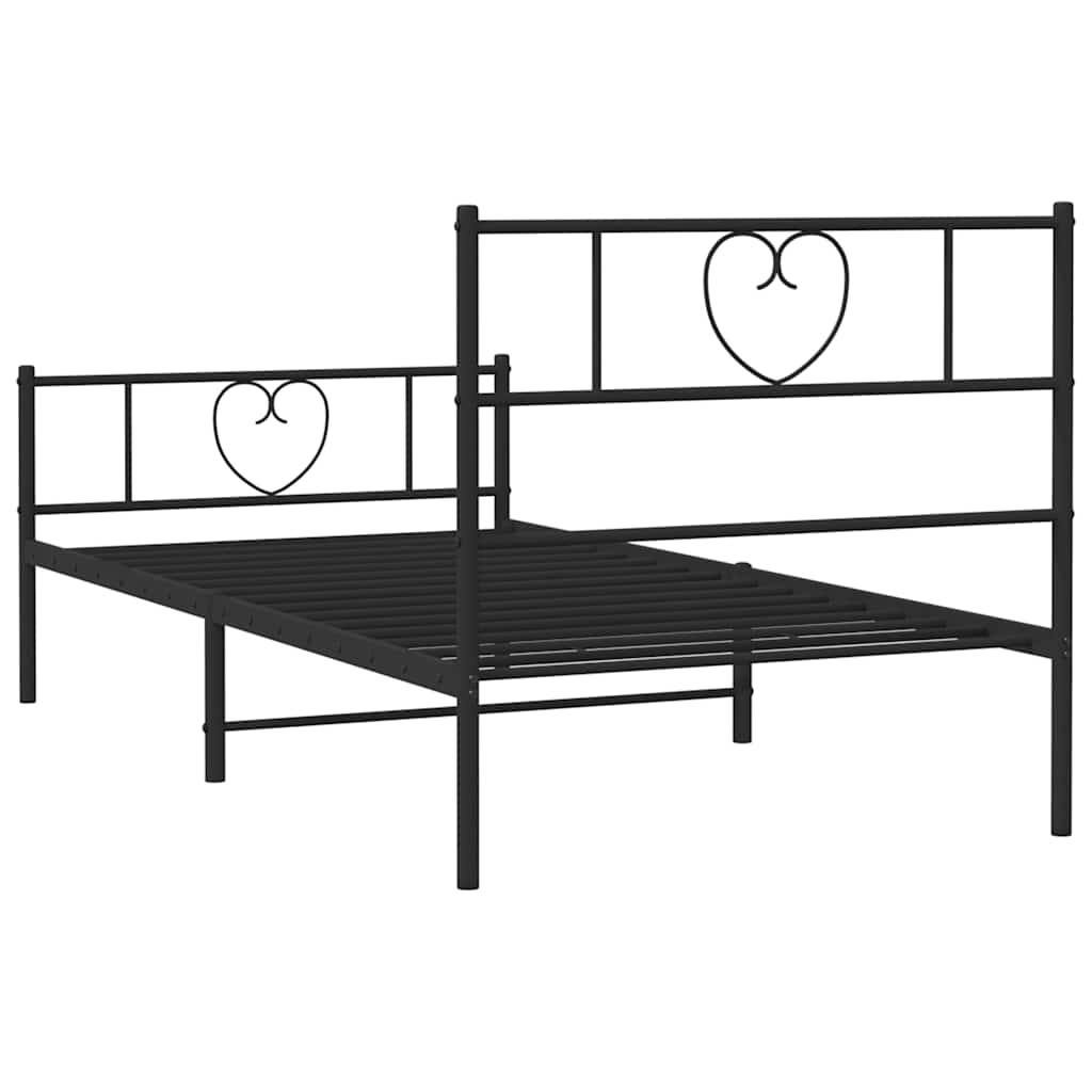 Vidaxl Struttura Letto in Metallo con Testiera e Pediera, Nera, 100X190Cm