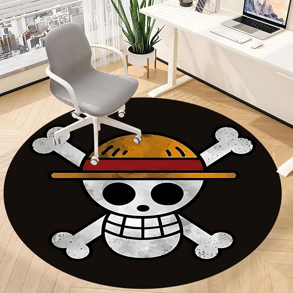 One Piece Skull Office Round Area Rug,  Under Office Chairs Bedroom Living Room Home Decor A0908127