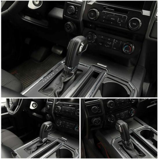Black Wood Grain Gear Shifter Head Decorative Trim for Ford F150 2015- 2PCS