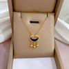 Coin Concentric Lock Double-Sided Furnace Real Gold Necklace Female Collarbone Chain With Jewelry