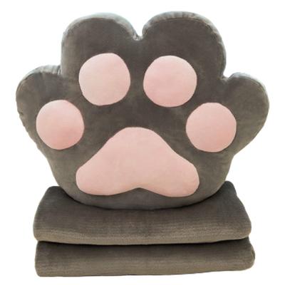 Paw Pad Cushion Blanket, Large Lap Blanket with Storage, Soft and Fluffy, Gray