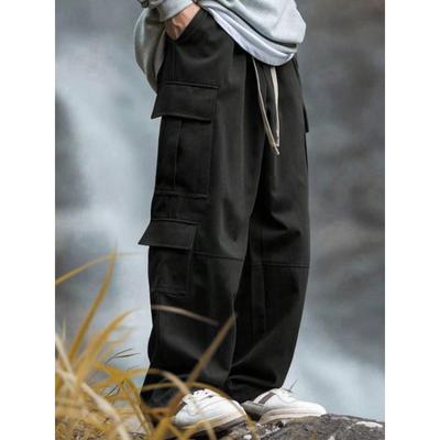 New Straight-leg Overalls for Men Outdoor Splicing Loose Design Multi-pocket Trousers