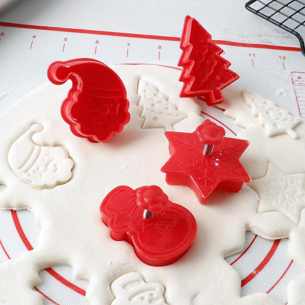 Set 8 Formine Per Biscotti Di Natale In Plastica Alimentare - Stampini 3D Con Forme: Babbo Natale, Pupazzo Di Neve, Albero, Renna, Fiocco, Omino Pan Di Zenzero - 5
