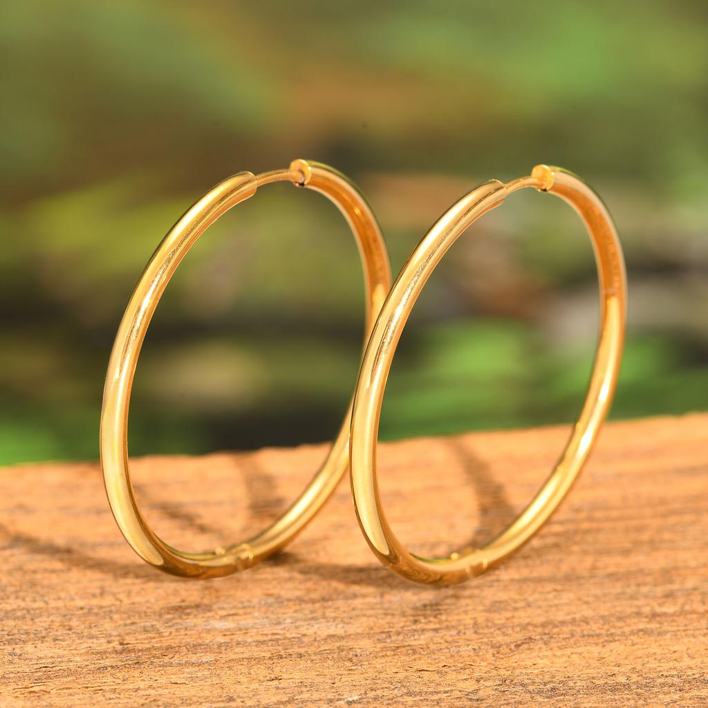 Vintage Metal Big Round Hoop Earrings for Women,Statement  Dangle Earrings,Stainless Steel Gold Plated Earring Jewelry Gifts