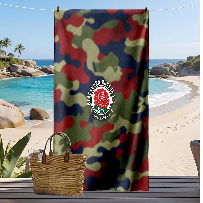 Blackburn Rovers Football Print Beach Towel, Large Soft Quick Dry Towel for Beach Camping Swimming