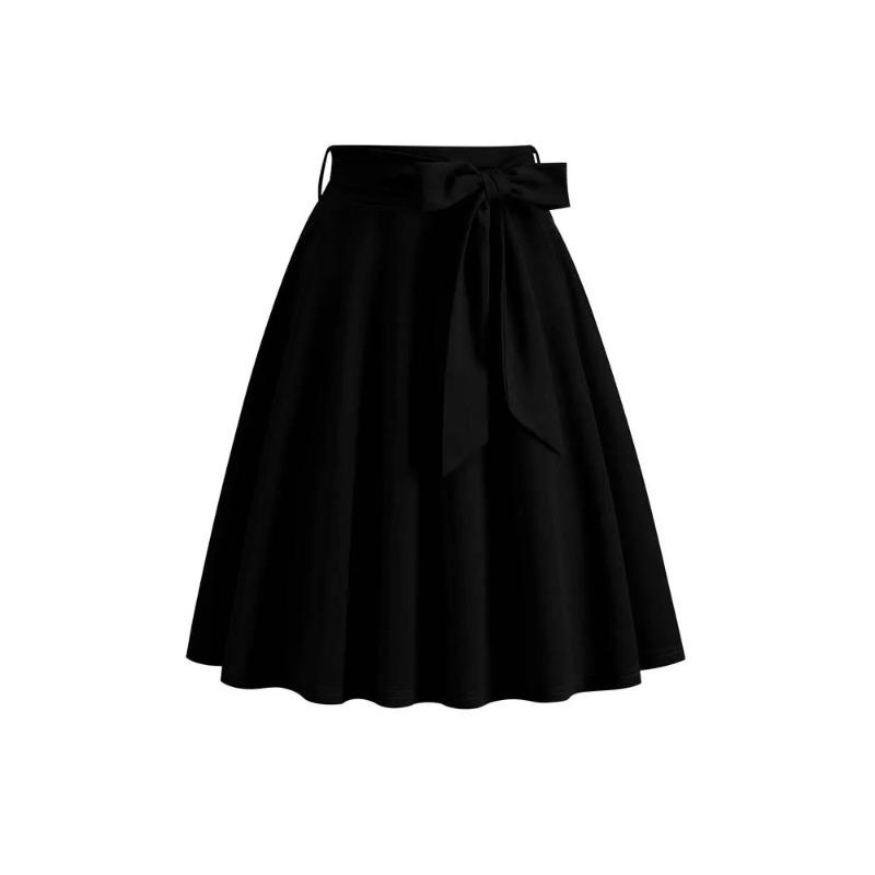 Women Summer Midi Long Skirt Solid Elegant Faldas High Waist A Line Swing Skirts S