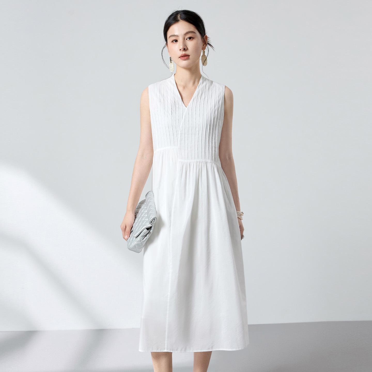 Mulberry silk summer new design A-shaped skirt French gentle wind vest dress temperament silk long dress women M