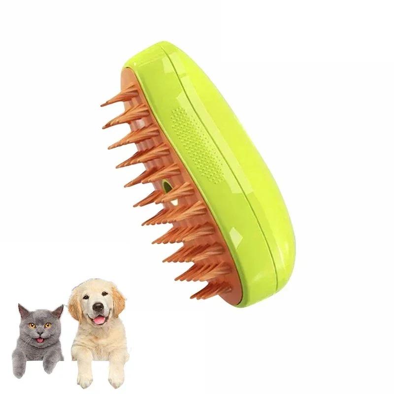 3PCS Cat and Dog Steam Brush Electric Spray Water Spray Kittens and Puppies Pet Comb Soft Silicone Depilation Cats Bath Hair Brush Grooming Supplies