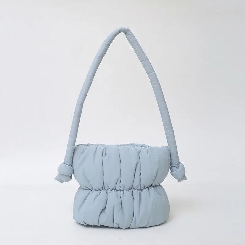 Nylon Bucket Bags Women Casual Designer Handbags Down-Filled Cotton Shoulder Bag Pleated Crossbody Bags Fashion Underarm Bag