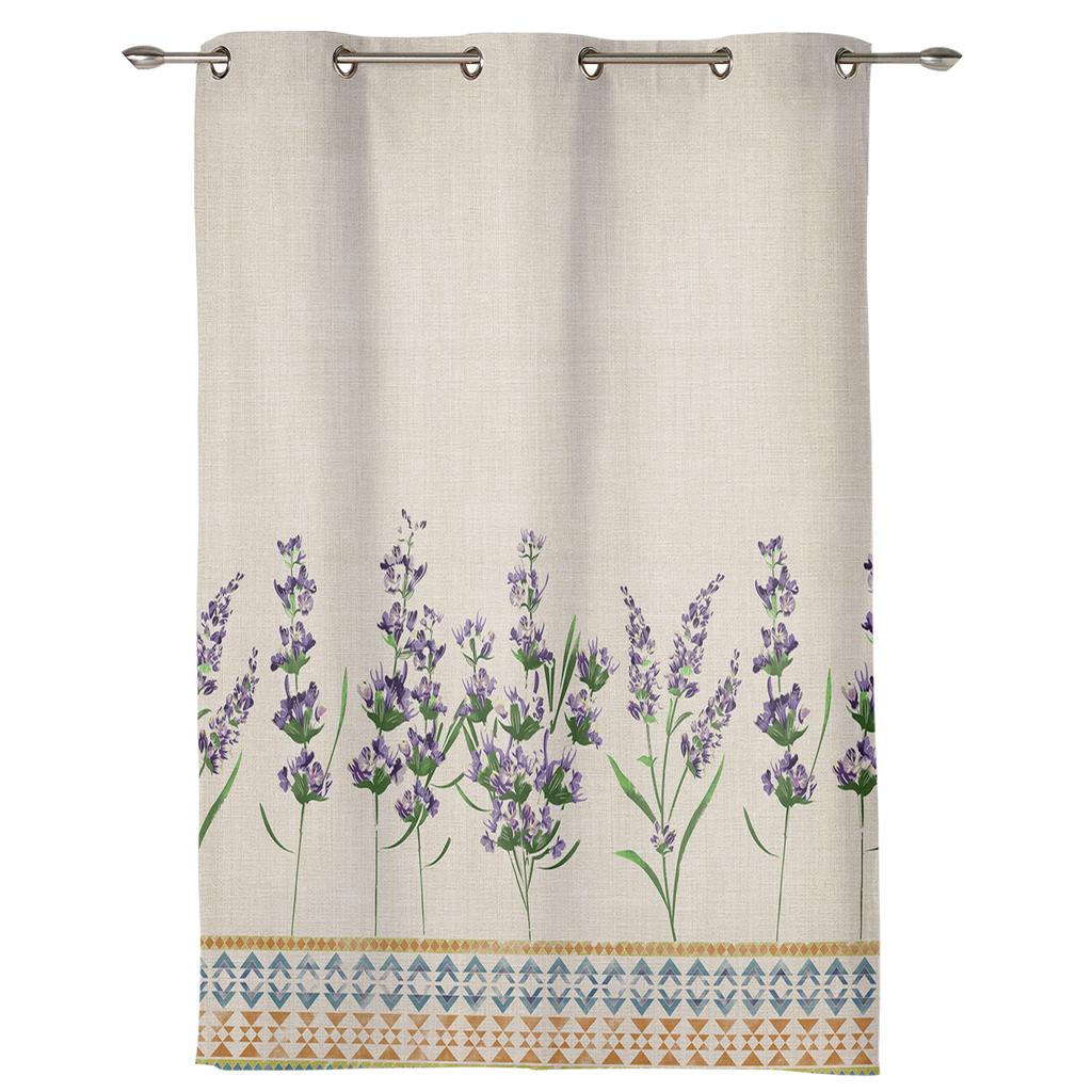 Lavender Flowers Bohemia Windows Curtains Living Room Bedroom Window Treatments Household Kitchen Curtains