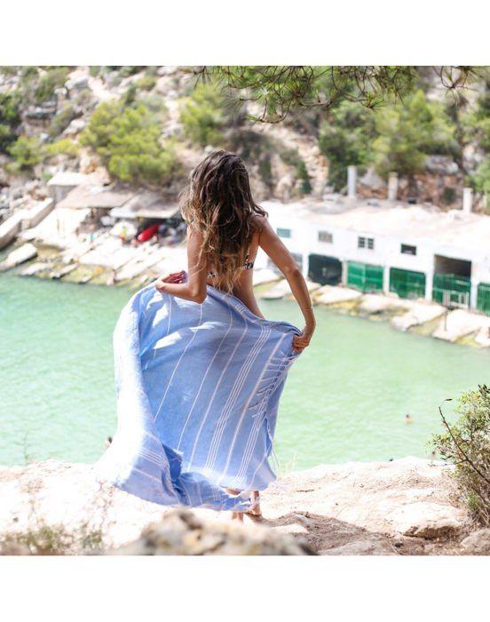 Fouta - LESTOFF - MAYA - 100% coton bio - 95 x 180 cm - Finition franges nouées