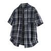 Lapel plaid shirt teenagers trendy casual cardigan short-sleeved shirt men's summer