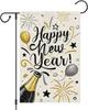 Heyfibro Happy New Year Garden Ag 12x18 Inch Double Sided Burlap Firework Christmas Champagne Balloon Celebration Banner F SSL