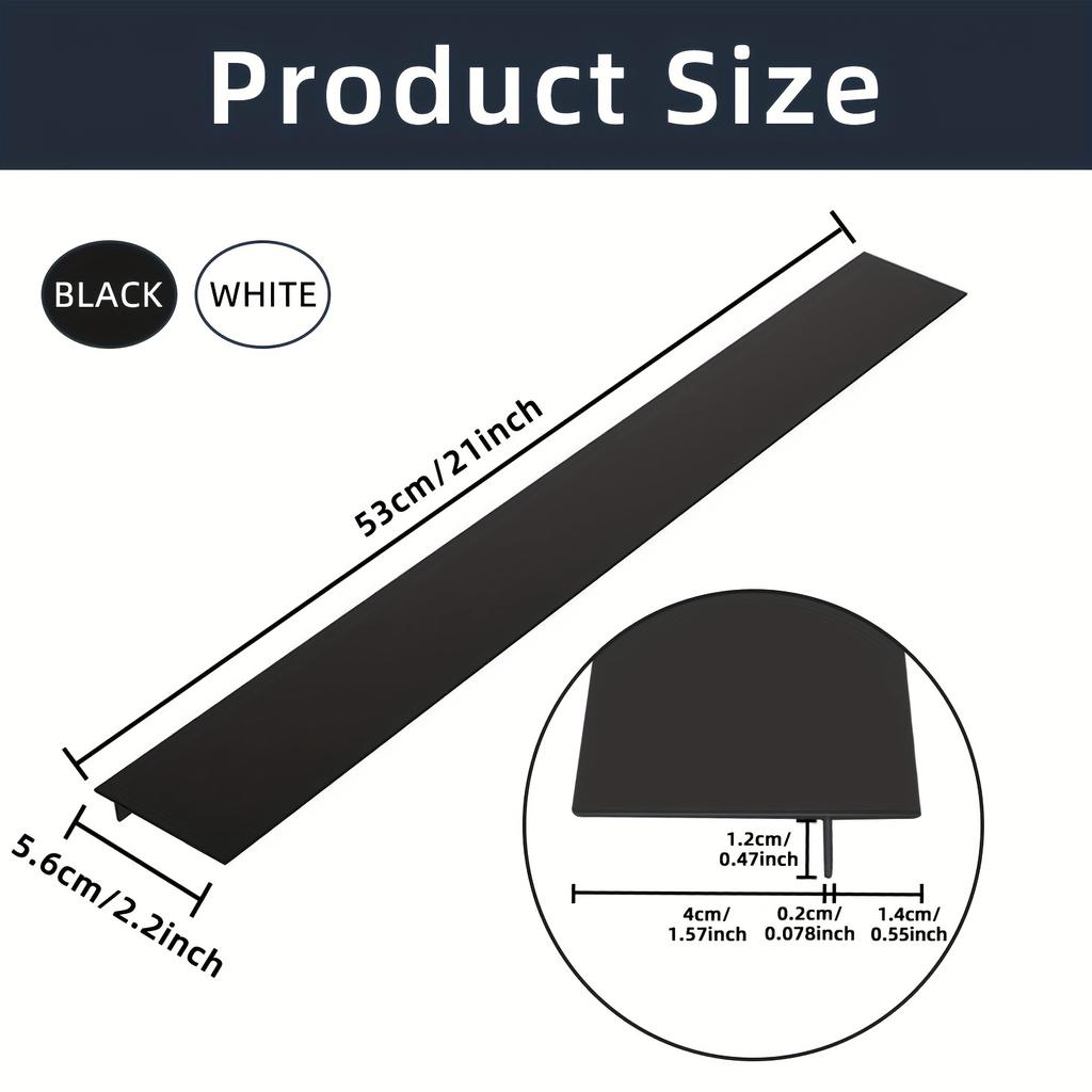 Flexible Silikon 2 Stück Herdspaltabdeckungen | Wasser- & Fleckenbeständig, Leicht zu Reinigen, Arbeitsplatten-Schutz, Modernes Küchenzubehör, Schwarz/Weiß