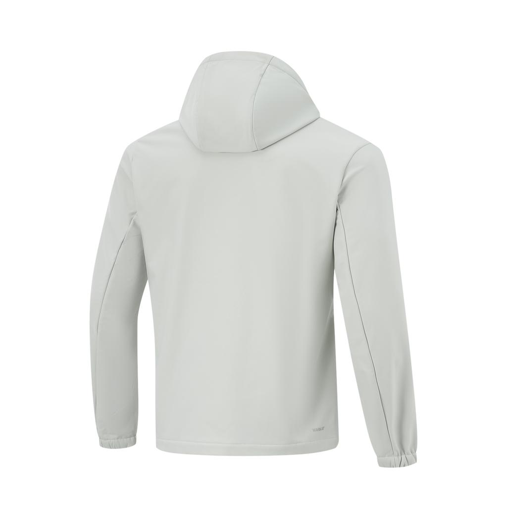 Li-Ning Fitness Series Jednobarevná fleecová bunda s kapucí a zipem Unisex bundy Šedá AFDUC33-6