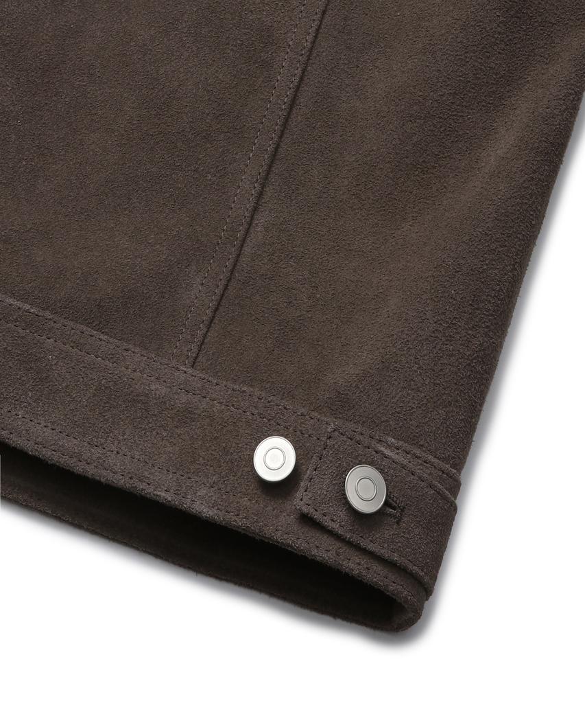 Connect Kinloch [Real Leather] Cow Suede Trucker Jacket (Ash Brown)