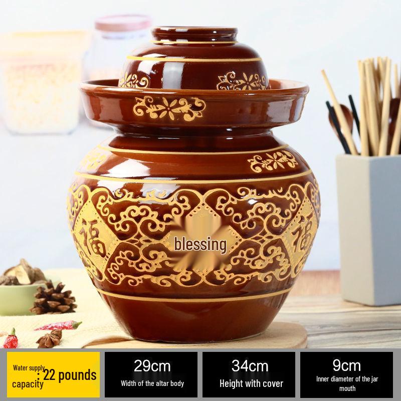 Jiaxi Sichuan Ceramic Pickle Jar - Old-Fashioned Sauerkraut & Salted Egg Sealing Jar