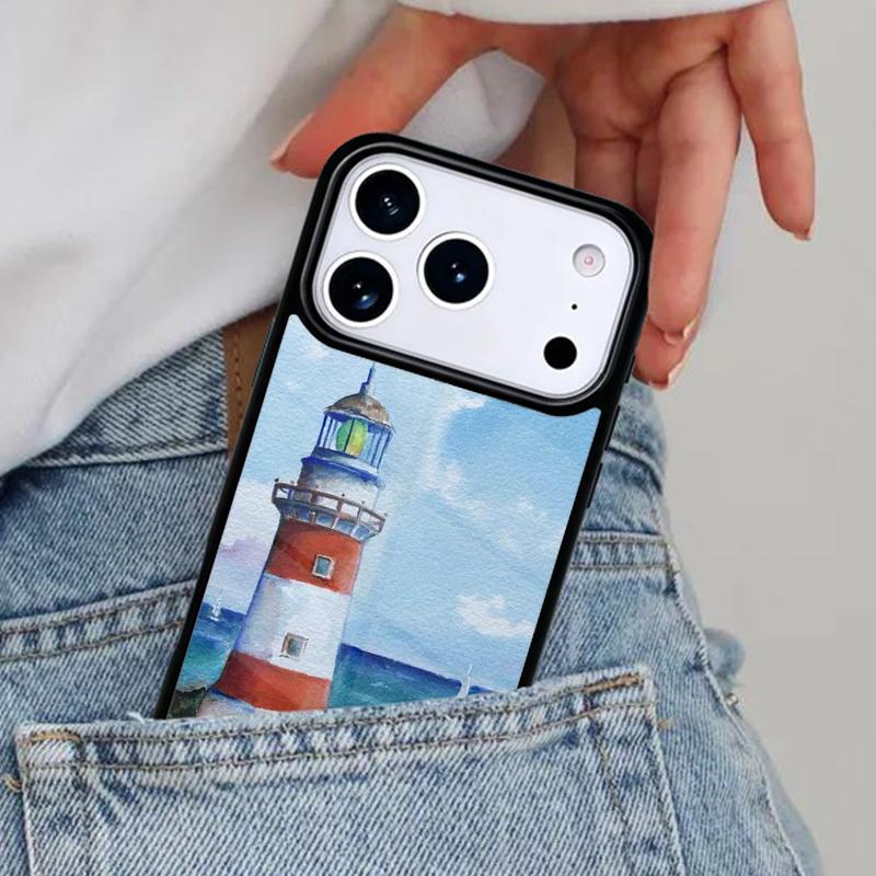 Abstract highway landscape lighthouse Phone Case for iPhone 16e 15 14 13 12 17 Pro Max Plus Air 17pro Cover Coque