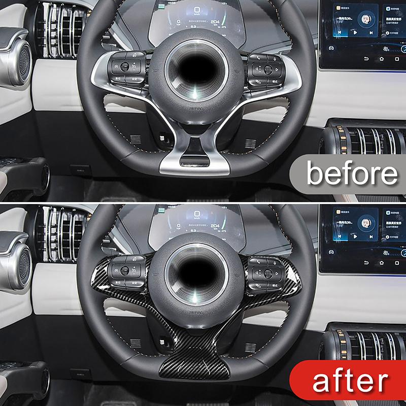 Car Styling Steering Wheel Frame Dcoration Cover Trim For BYD Yuan PLUS  Carbon Fiber Color Interior Accessories