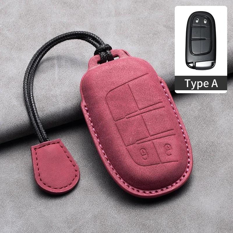 Leather Car Key Case Cover Keychain For Jeep Wrangler Commander Compass Patriot Renegade Cherokee Grand Cherokee Keyring