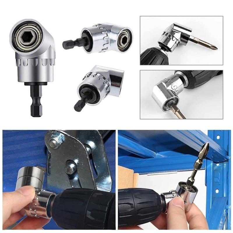 105 Degree Right Angle Driver Drilling and Driving Power Screwdriver Drill Attachment Adapter 1/4inch Hex Quick Changes