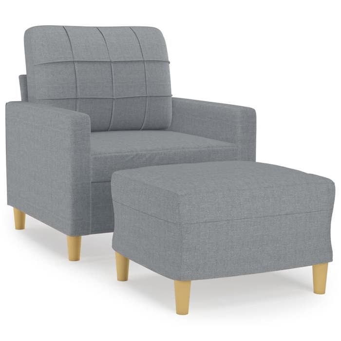 VidaXL Fauteuil avec repose-pied Gris clair 60 cm Tissu, canapé, fauteuil, fauteuil TV, canapé simple, siège, canapé relax, 3200993