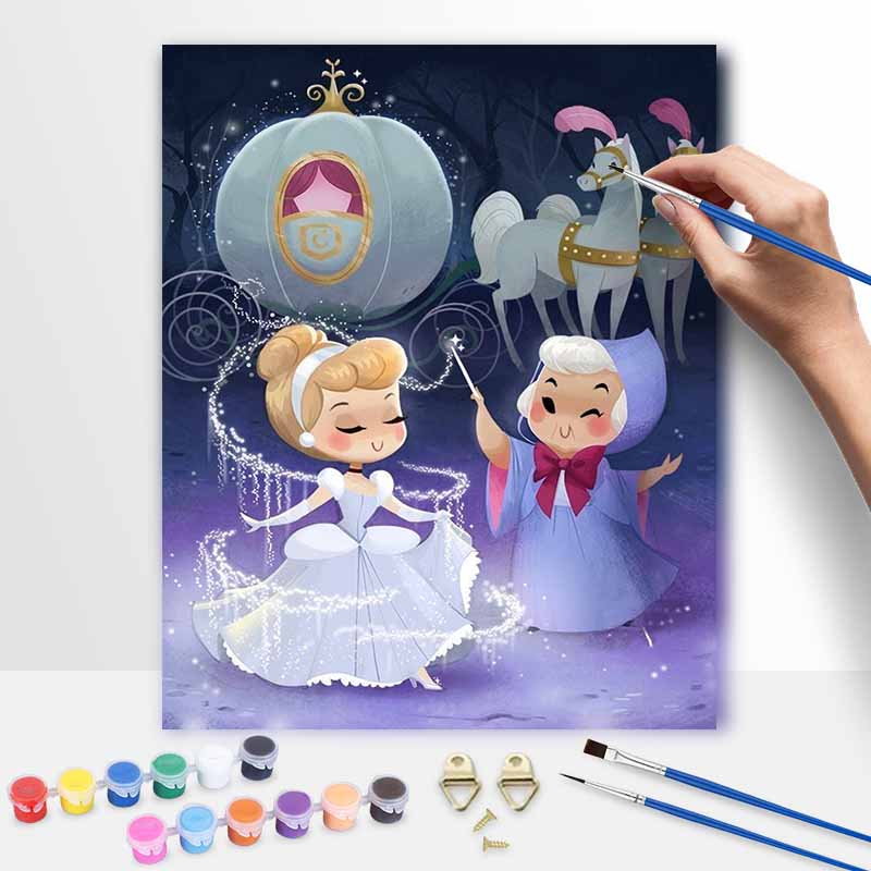 Disney oil painting Cinderella handmade diy art painting home decoration 30x40cm