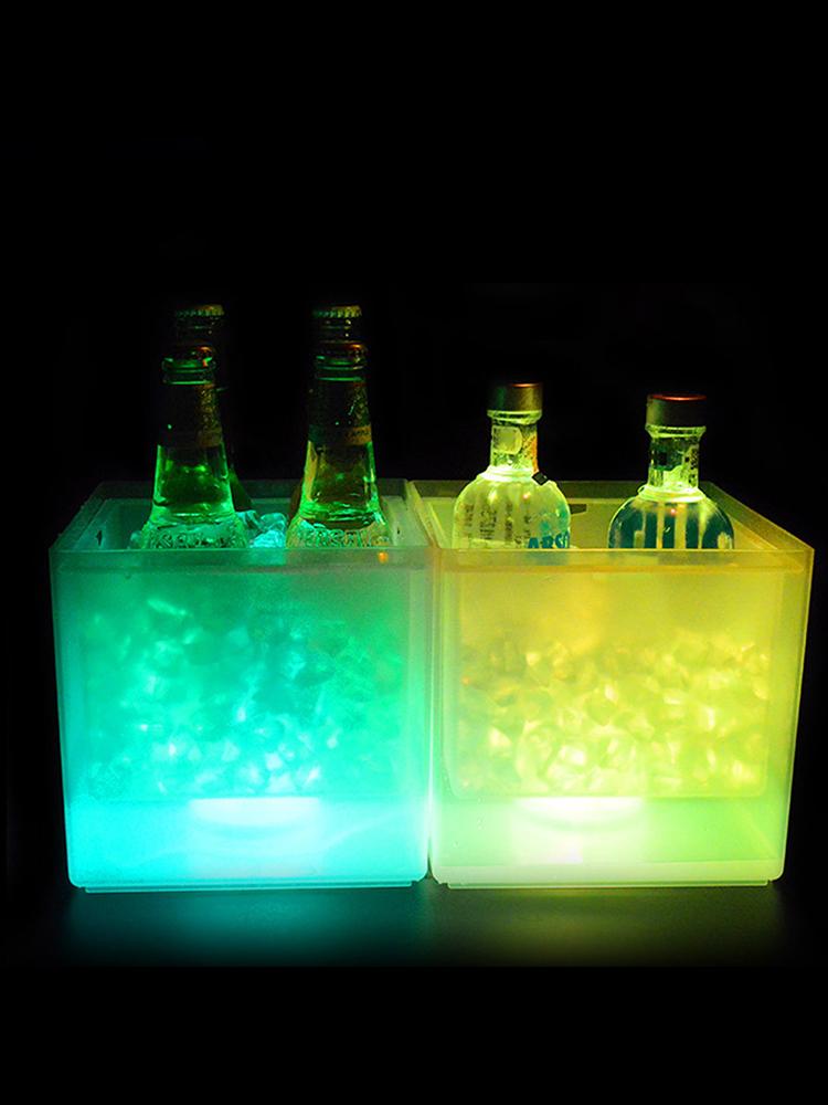 Double-Layer Beer Cooler Ice Buckets Square Champagne Wine Bucket for Nightclub Bar Party Pub Decoration