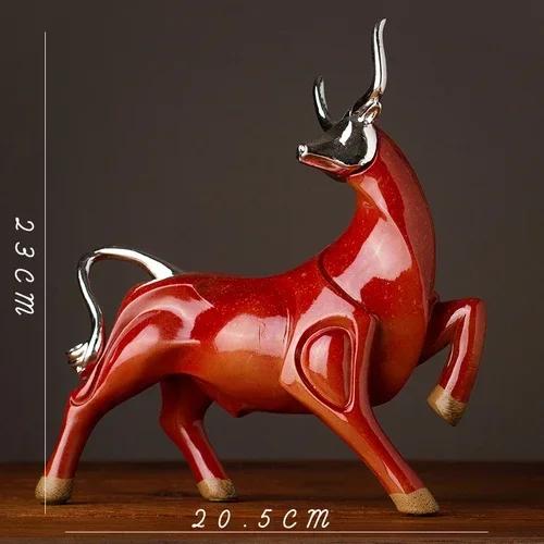 Nordic Red Black and Gold Cow Sculpture Resin Crafts Simulate Animal Statues Living Room Bookcase Office Accessories Home Decor