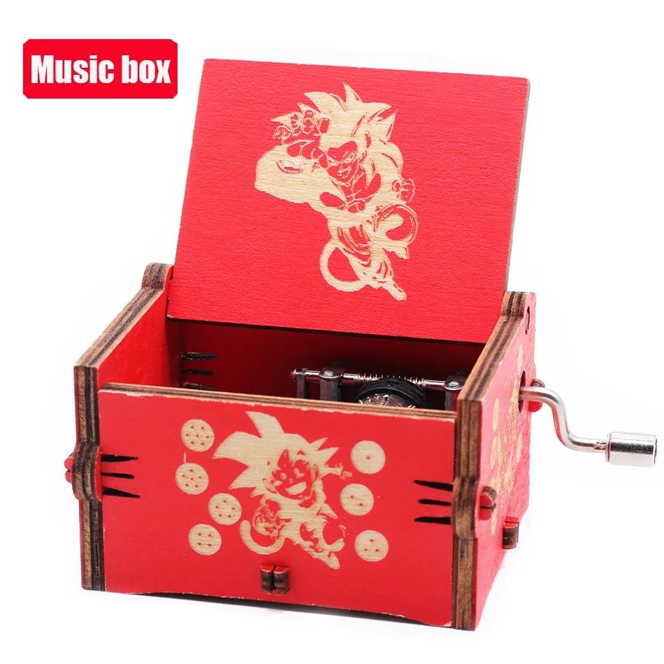 In Stock 58 Styles Anime Music Box Antique Carved Wooden Hand Crank Music Box Figure Christmas Birthday Gift-